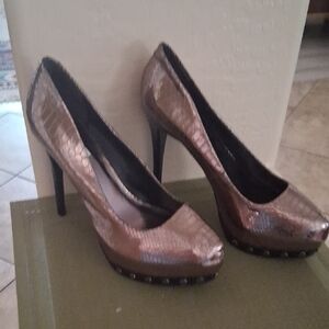 Simply Vera Vera Wang Copper Metallic Snakeskin Platform Heels